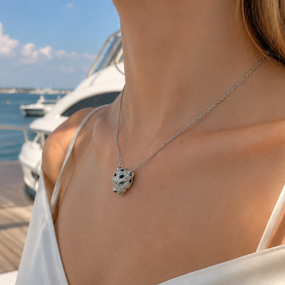 Pavé Panther Head Pendant Necklace