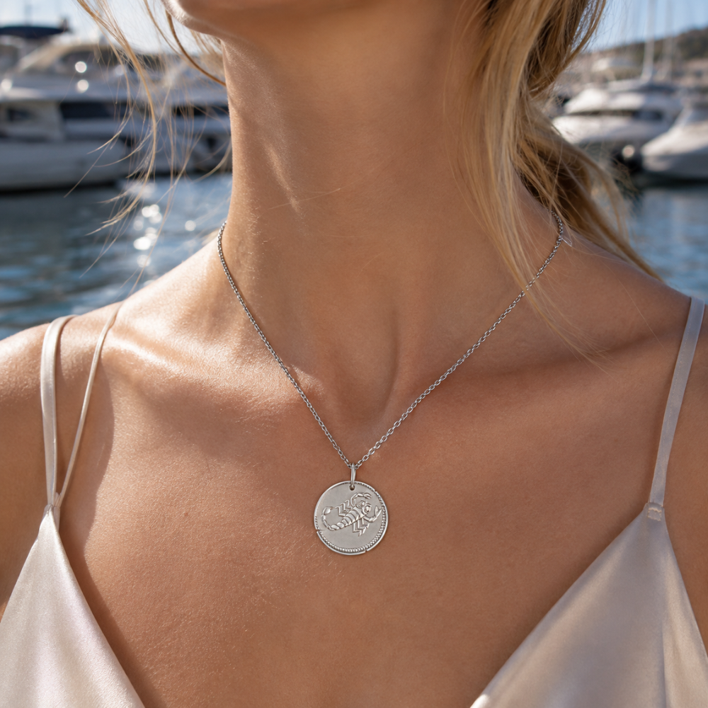 Scorpio Zodiac Coin Pendant Necklace