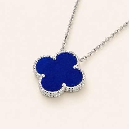Blue Agate Clover Pendant Necklace