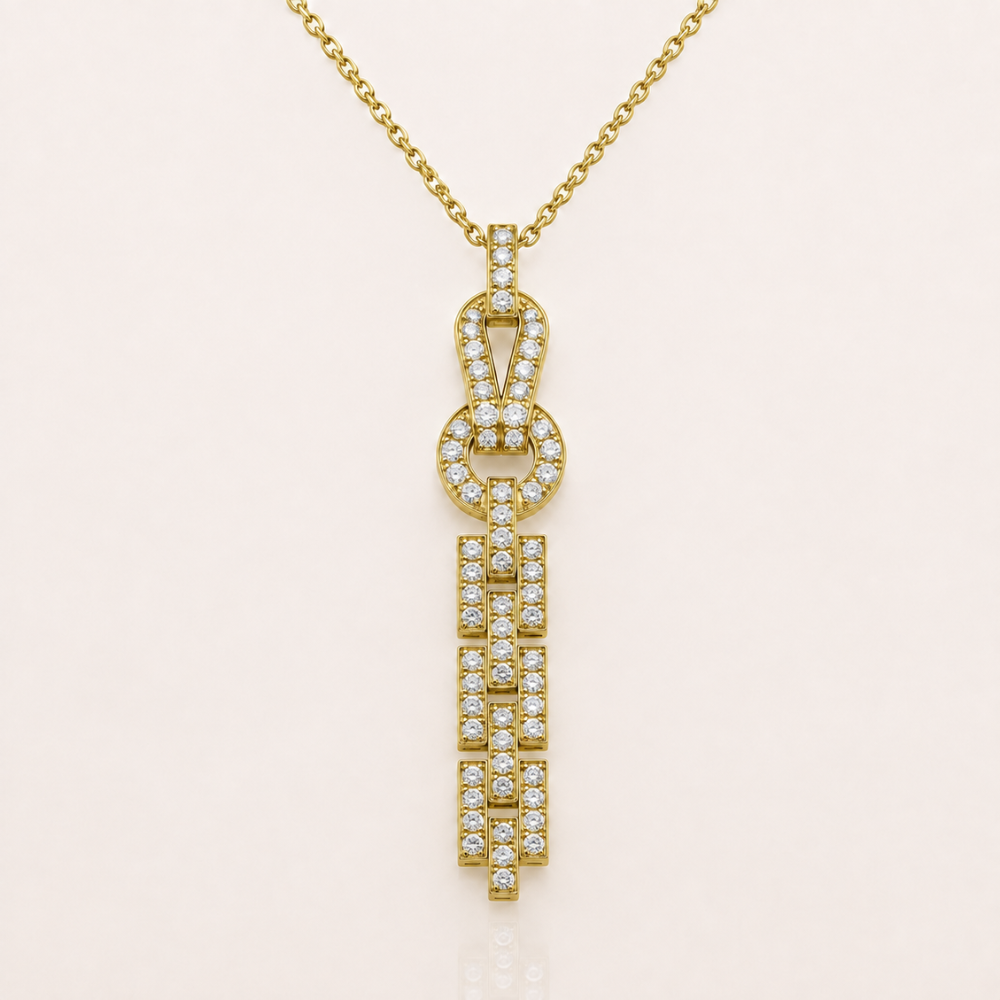 Pavé Knot Tassel Pendant Necklace