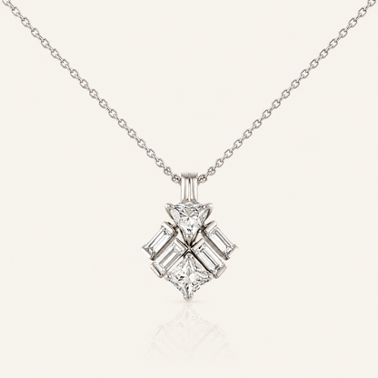 Geometric Multi-Cut CZ Pendant Necklace