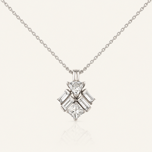 Geometric Multi-Cut CZ Pendant Necklace