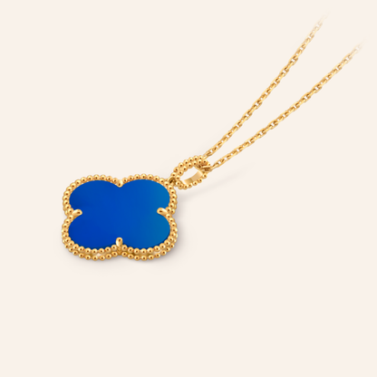 Magic Blue Agate Clover Pendant Necklace