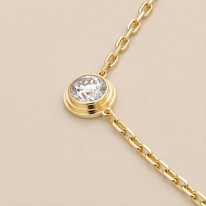 Solitaire Bezel CZ Pendant Necklace