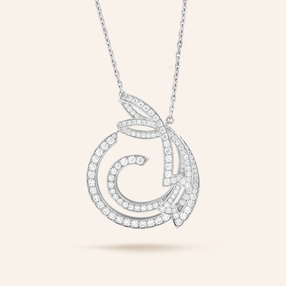 Pavé Ribbon Circle Pendant Necklace