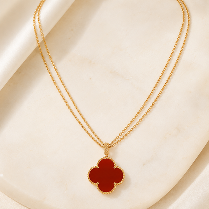 Magic Carnelian Clover Pendant Necklace