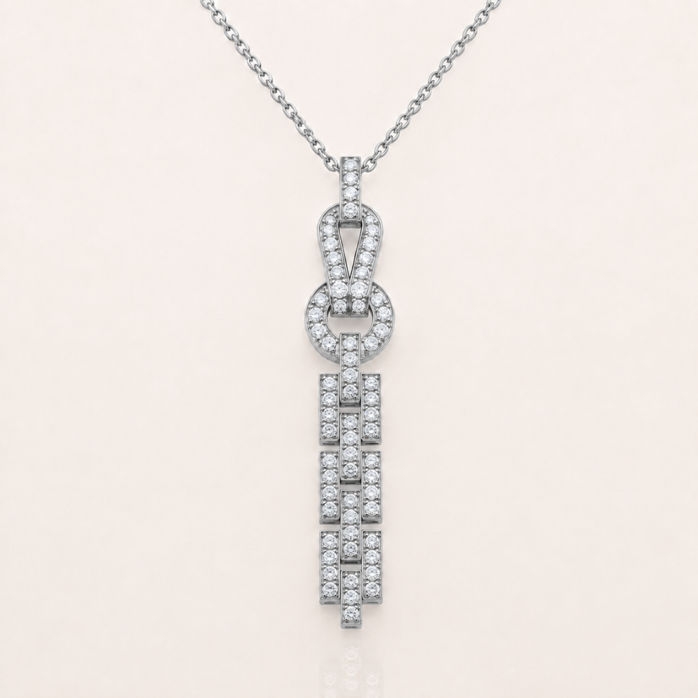 Pavé Knot Tassel Pendant Necklace