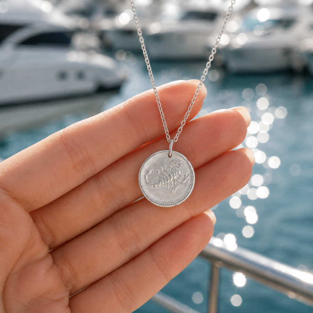 Scorpio Zodiac Coin Pendant Necklace