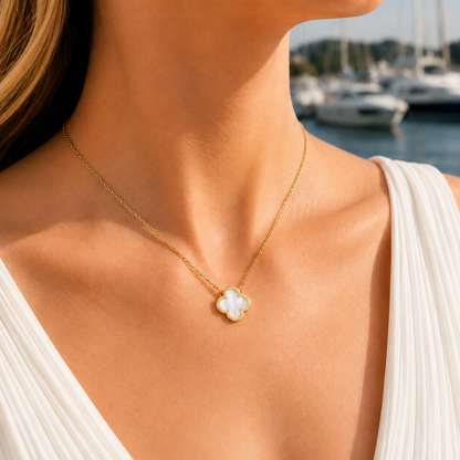 Mother-of-Pearl Clover Pendant Necklace