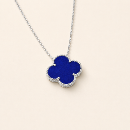 Blue Agate Clover Pendant Necklace