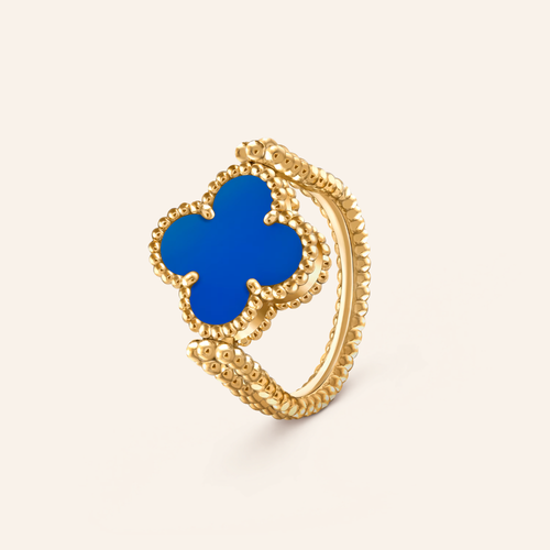 Blue Agate Clover Ring