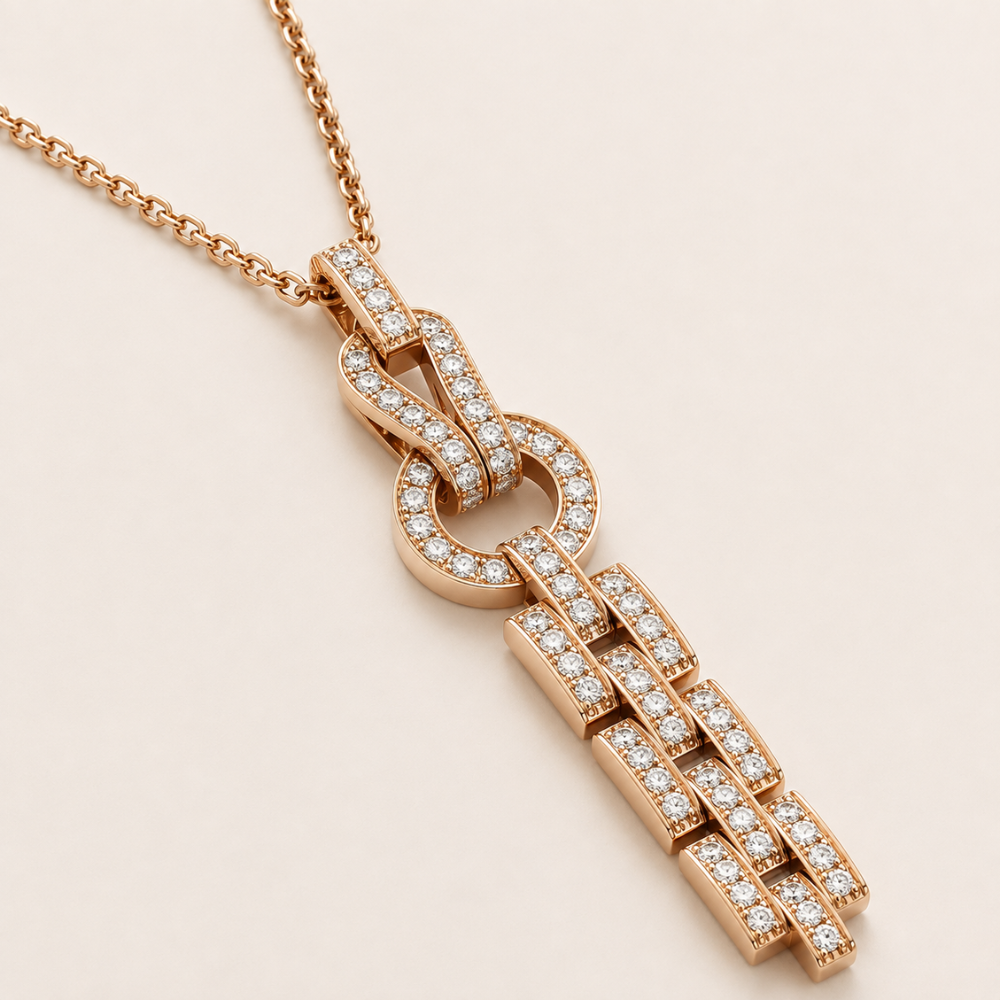 Pavé Knot Tassel Pendant Necklace