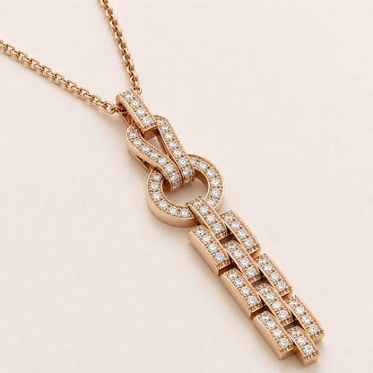 Pavé Knot Tassel Pendant Necklace
