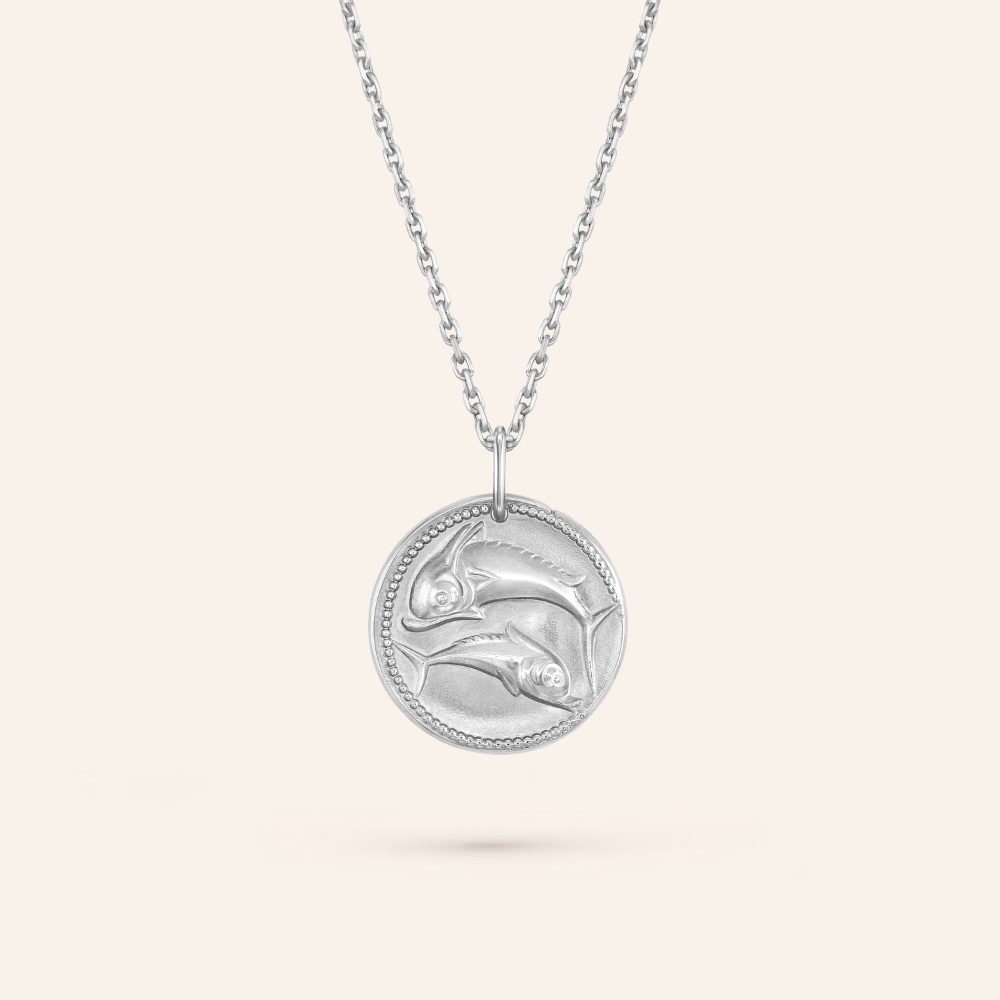 Pisces Zodiac Coin Pendant Necklace