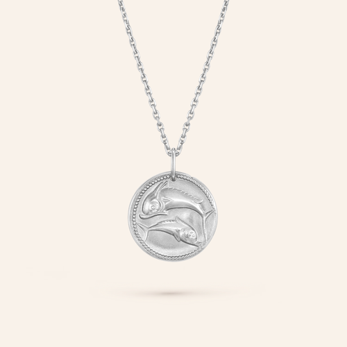 Pisces Zodiac Coin Pendant Necklace
