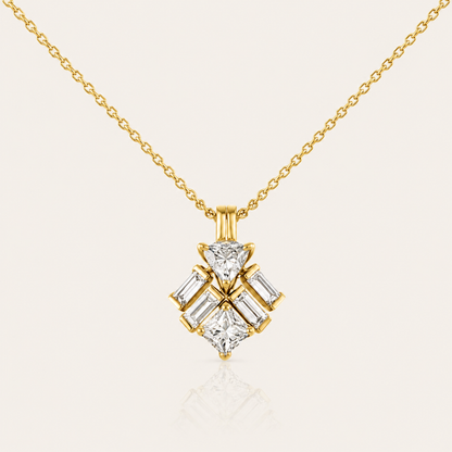 Geometric Multi-Cut CZ Pendant Necklace