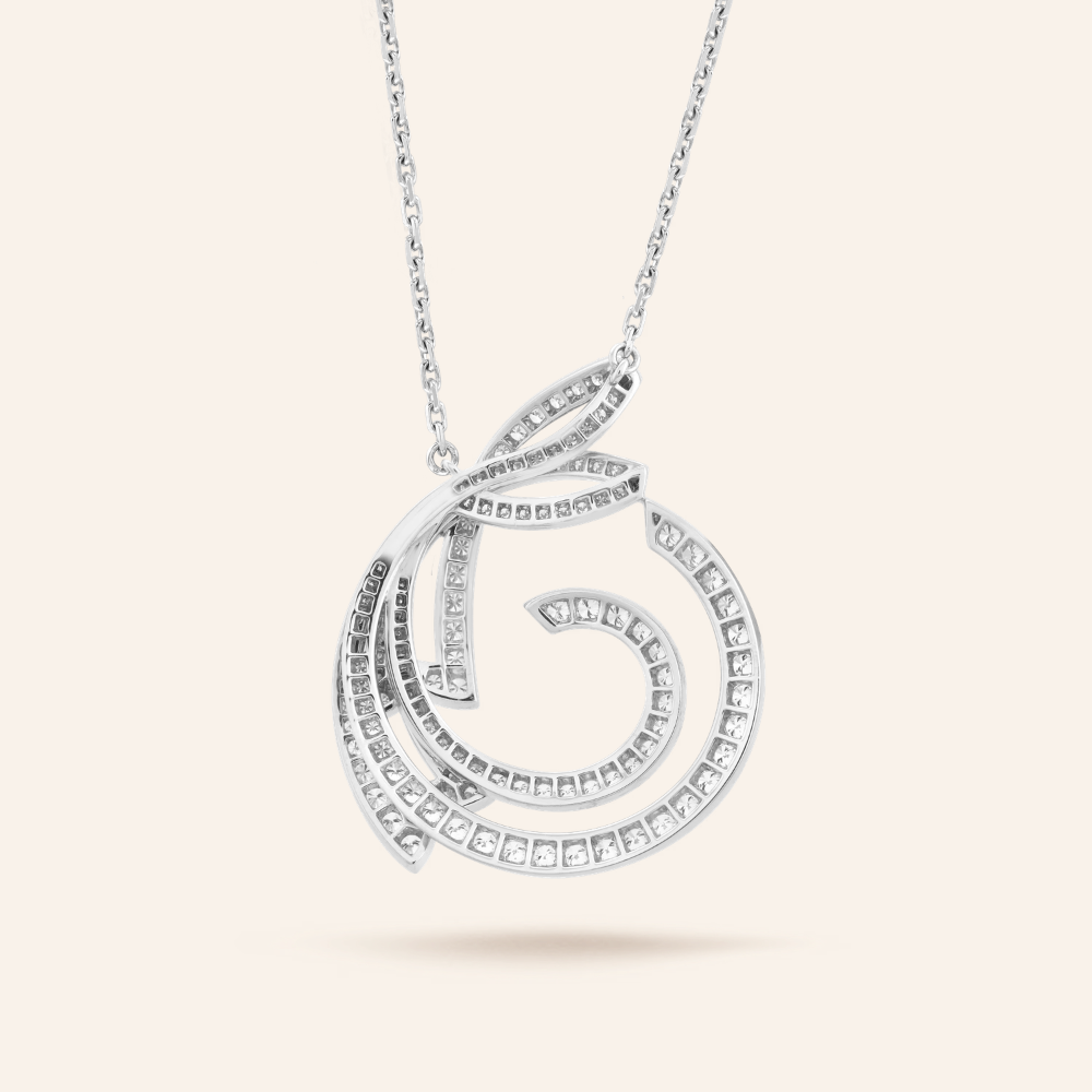 Pavé Ribbon Circle Pendant Necklace