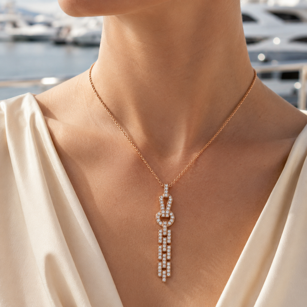 Pavé Knot Tassel Pendant Necklace