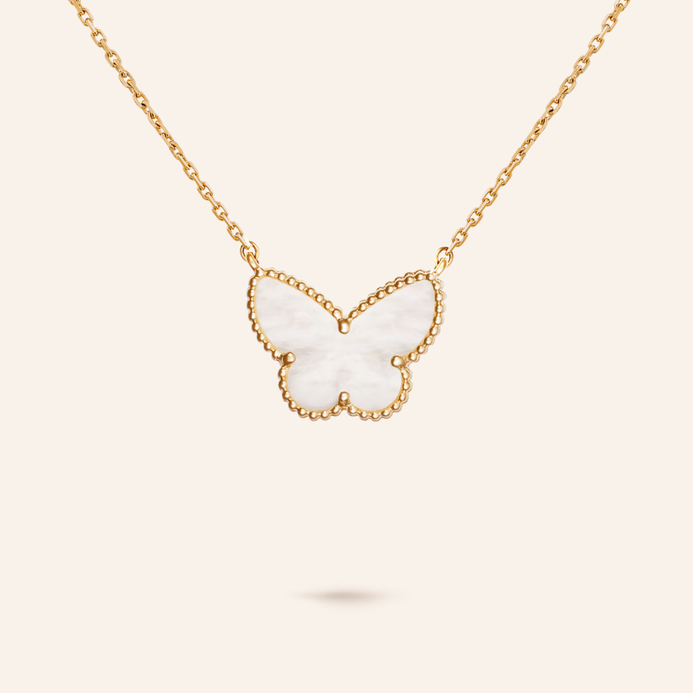 Mother-of-Pearl Butterfly Pendant Necklace