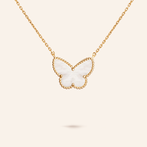 Mother-of-Pearl Butterfly Pendant Necklace