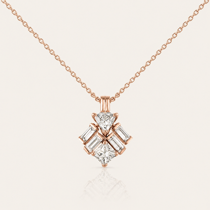 Geometric Multi-Cut CZ Pendant Necklace