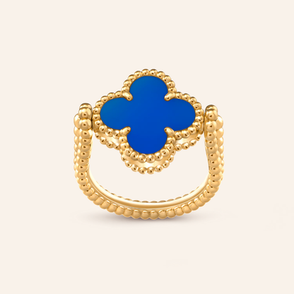Blue Agate Clover Ring