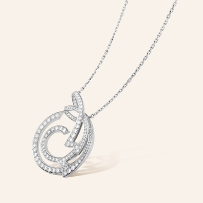 Pavé Ribbon Circle Pendant Necklace