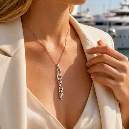 Pavé Knot Tassel Pendant Necklace