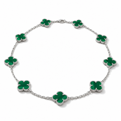 Vintage Alhambra Ten-Motif Malachite Clover Necklace