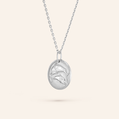 Pisces Zodiac Coin Pendant Necklace
