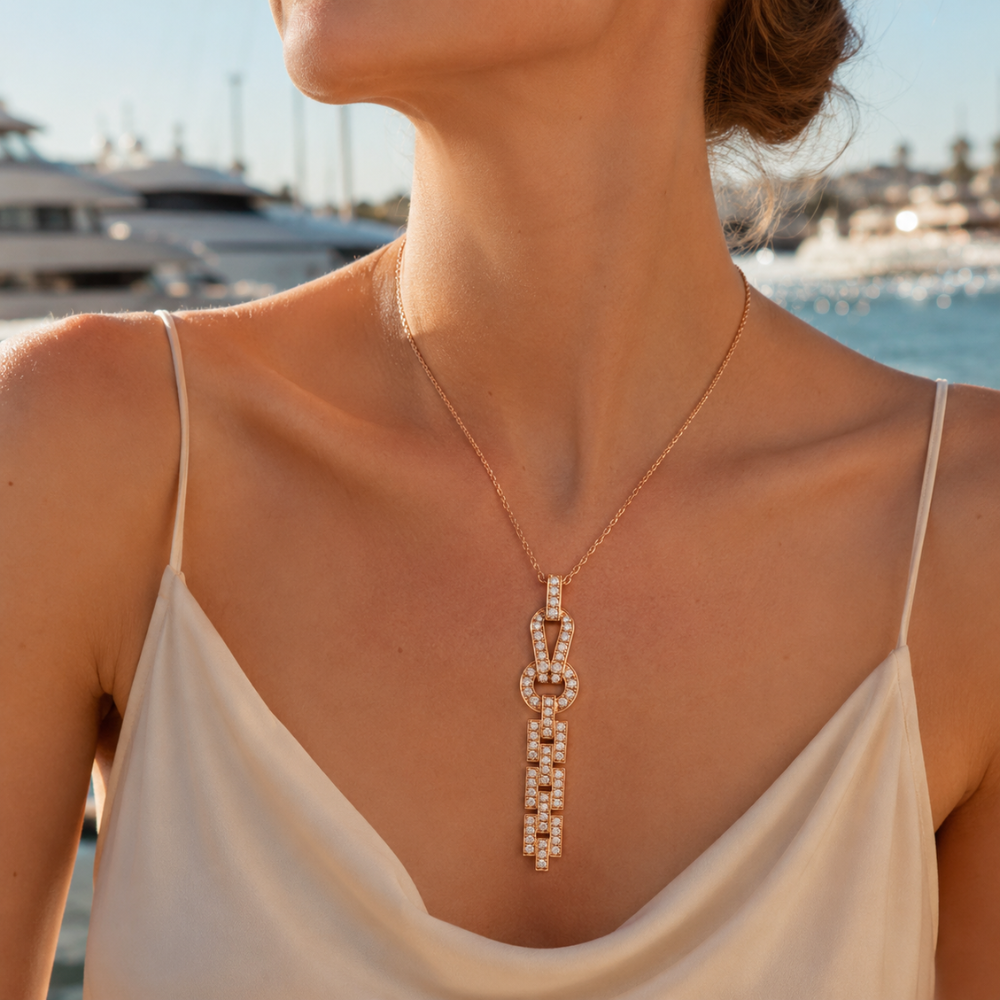 Pavé Knot Tassel Pendant Necklace