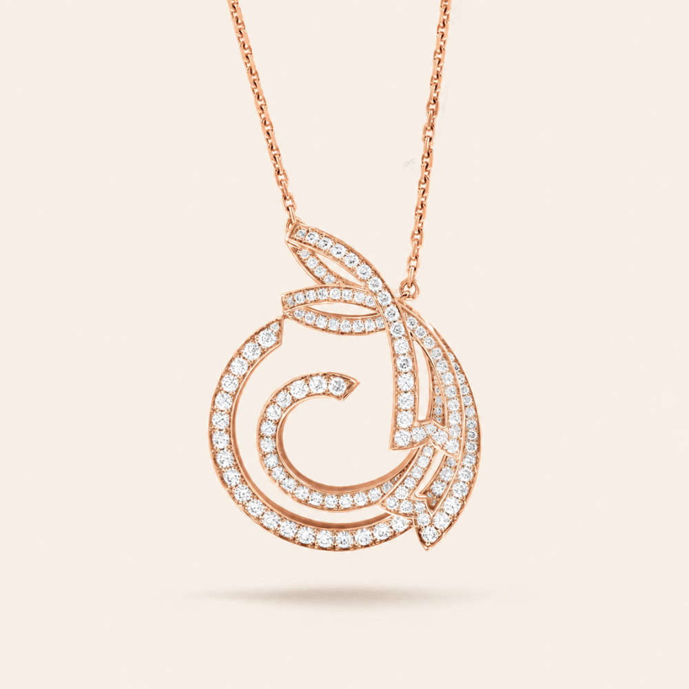 Pavé Ribbon Circle Pendant Necklace