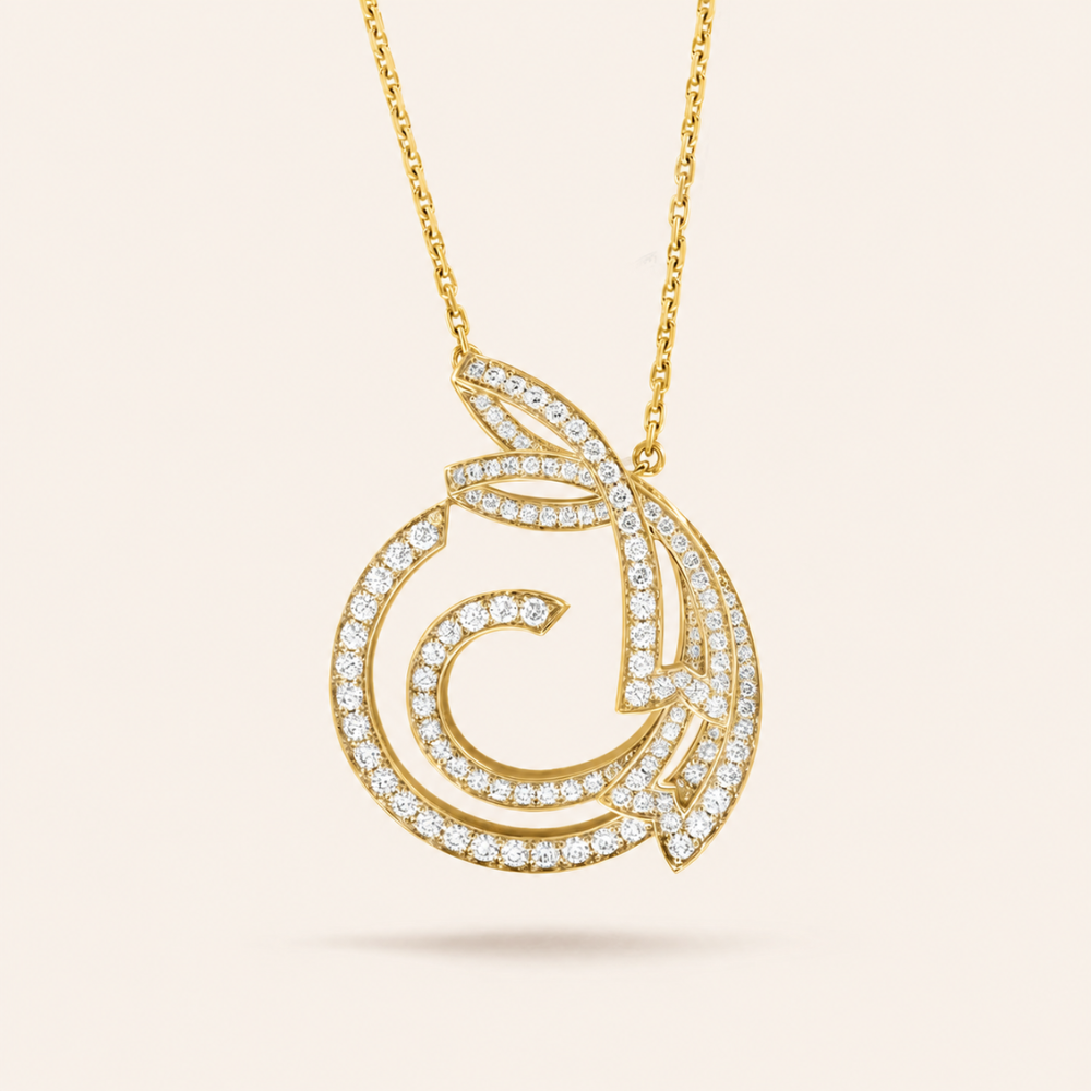 Pavé Ribbon Circle Pendant Necklace