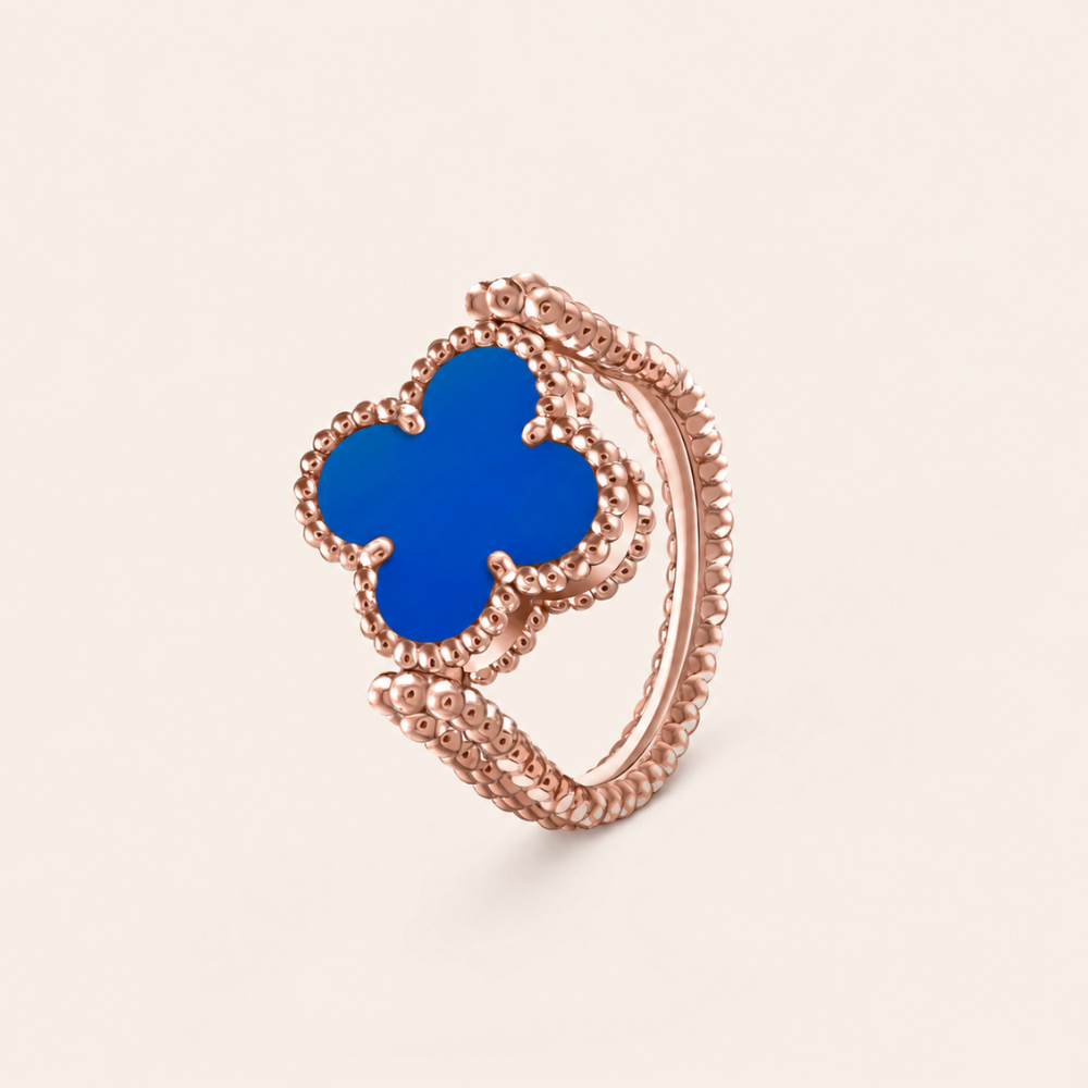 Blue Agate Clover Ring