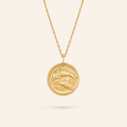 Pisces Zodiac Coin Pendant Necklace