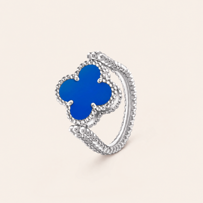 Blue Agate Clover Ring