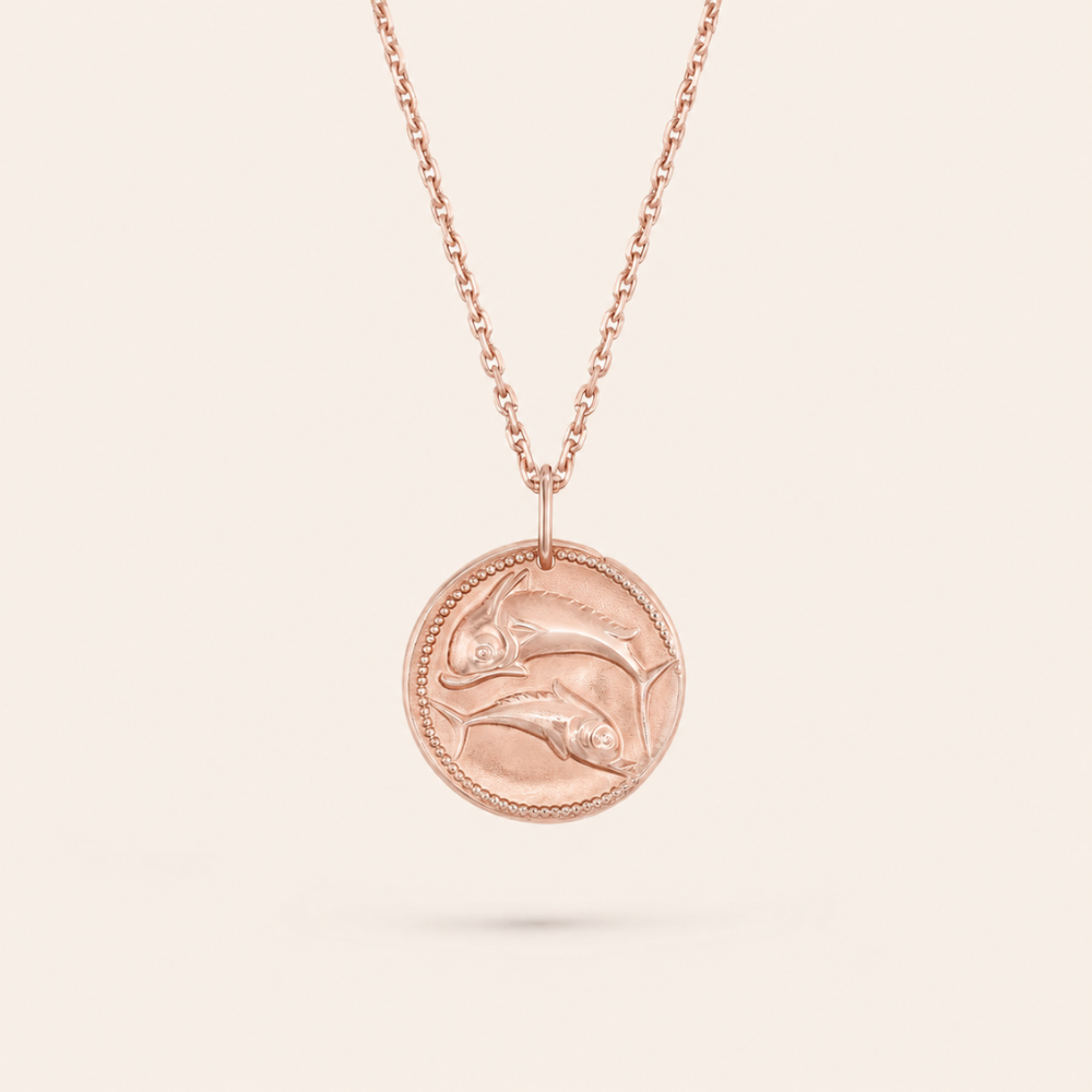 Pisces Zodiac Coin Pendant Necklace
