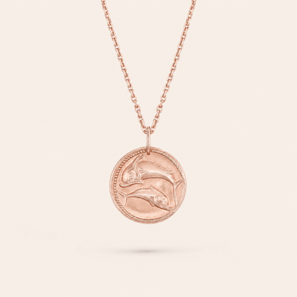 Pisces Zodiac Coin Pendant Necklace