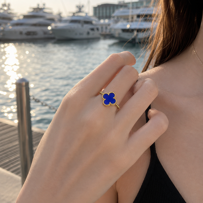Blue Agate Clover Ring
