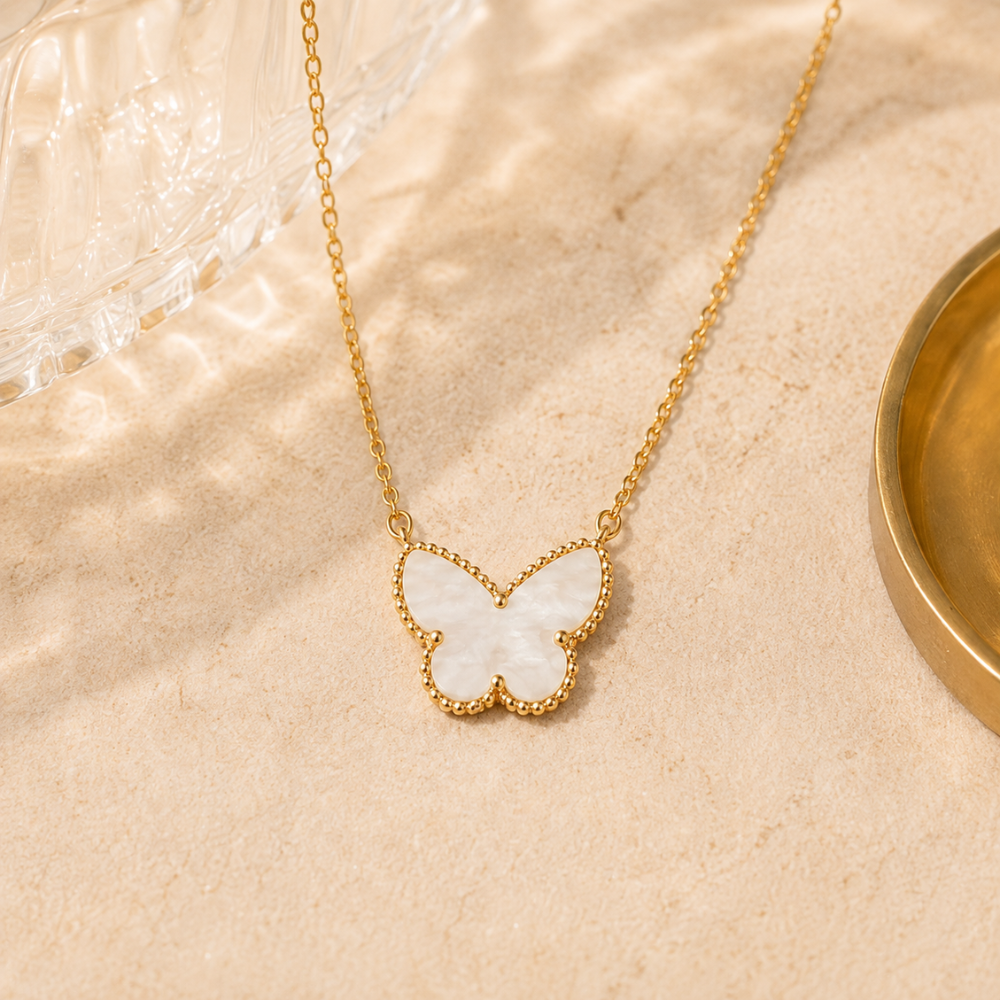Mother-of-Pearl Butterfly Pendant Necklace