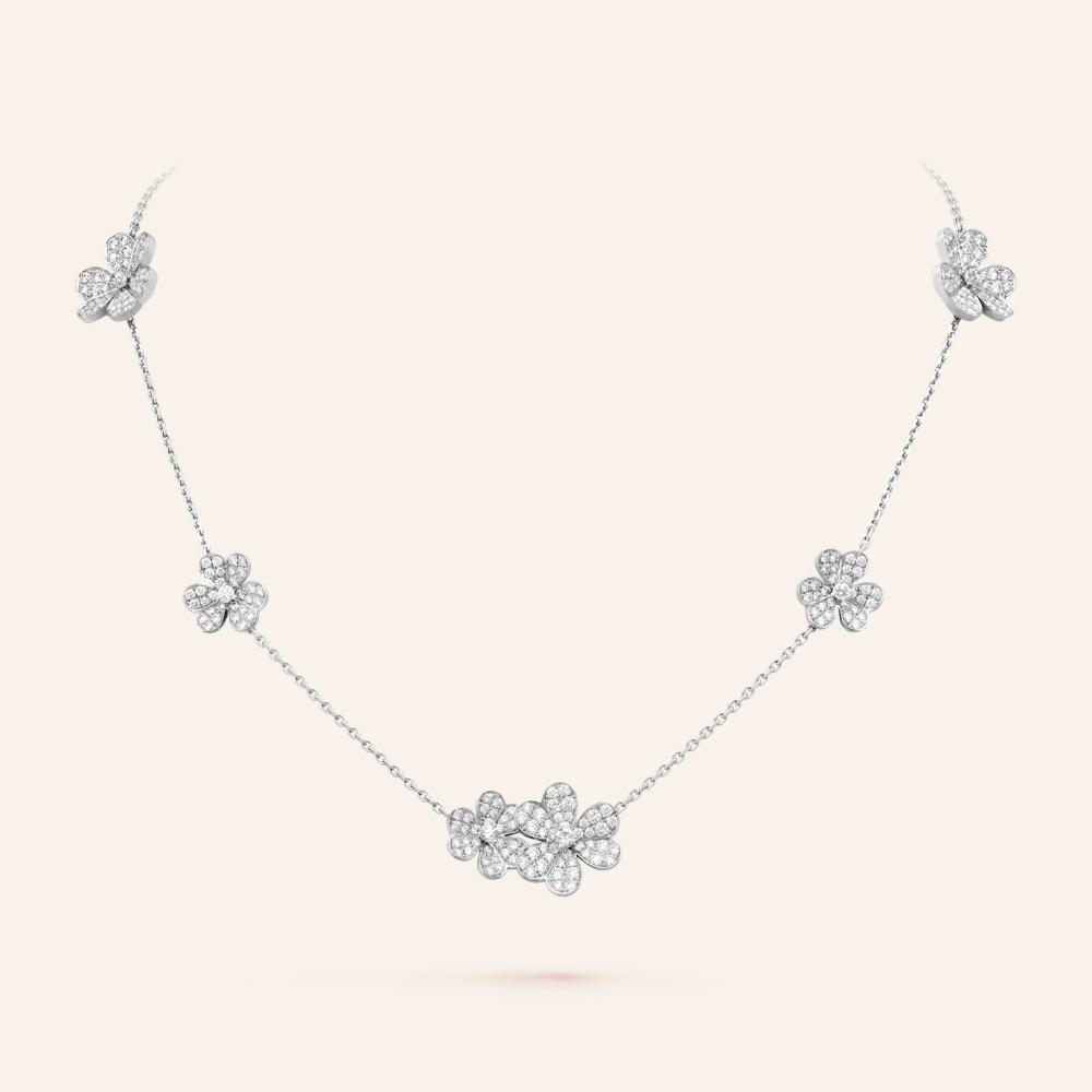 Ten-Motif Pavé Floral Necklace