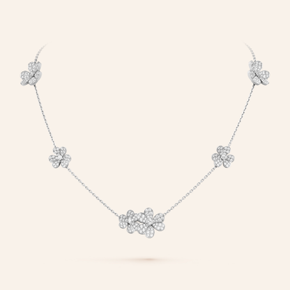 Ten-Motif Pavé Floral Necklace