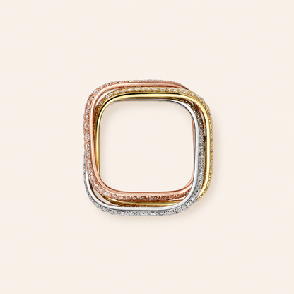 Tri-Color Pavé Interlocking Band Ring