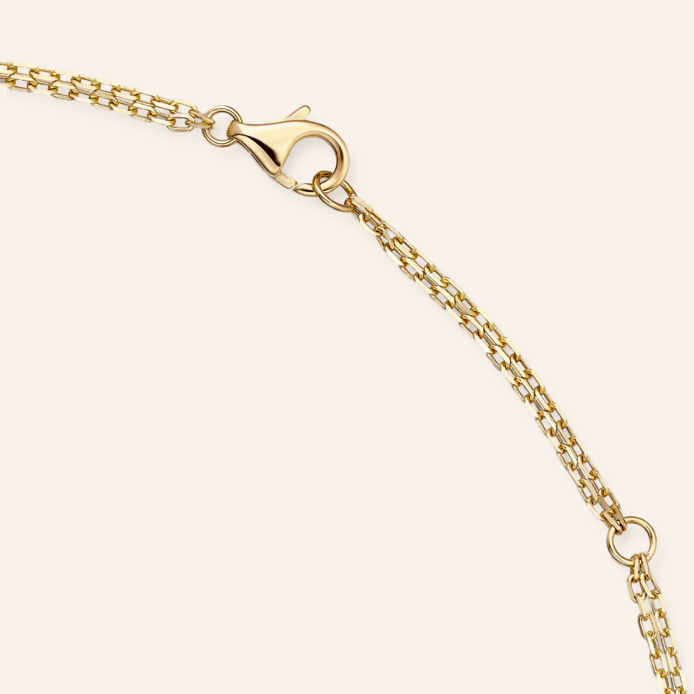 Love Circle Double Chain Necklace with CZ Accent