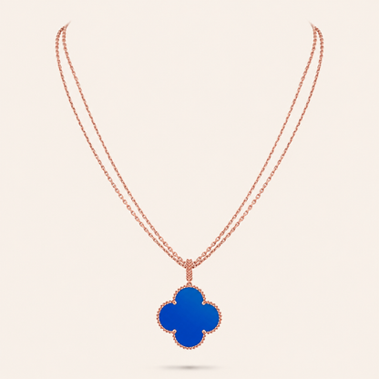Magic Blue Agate Clover Pendant Necklace