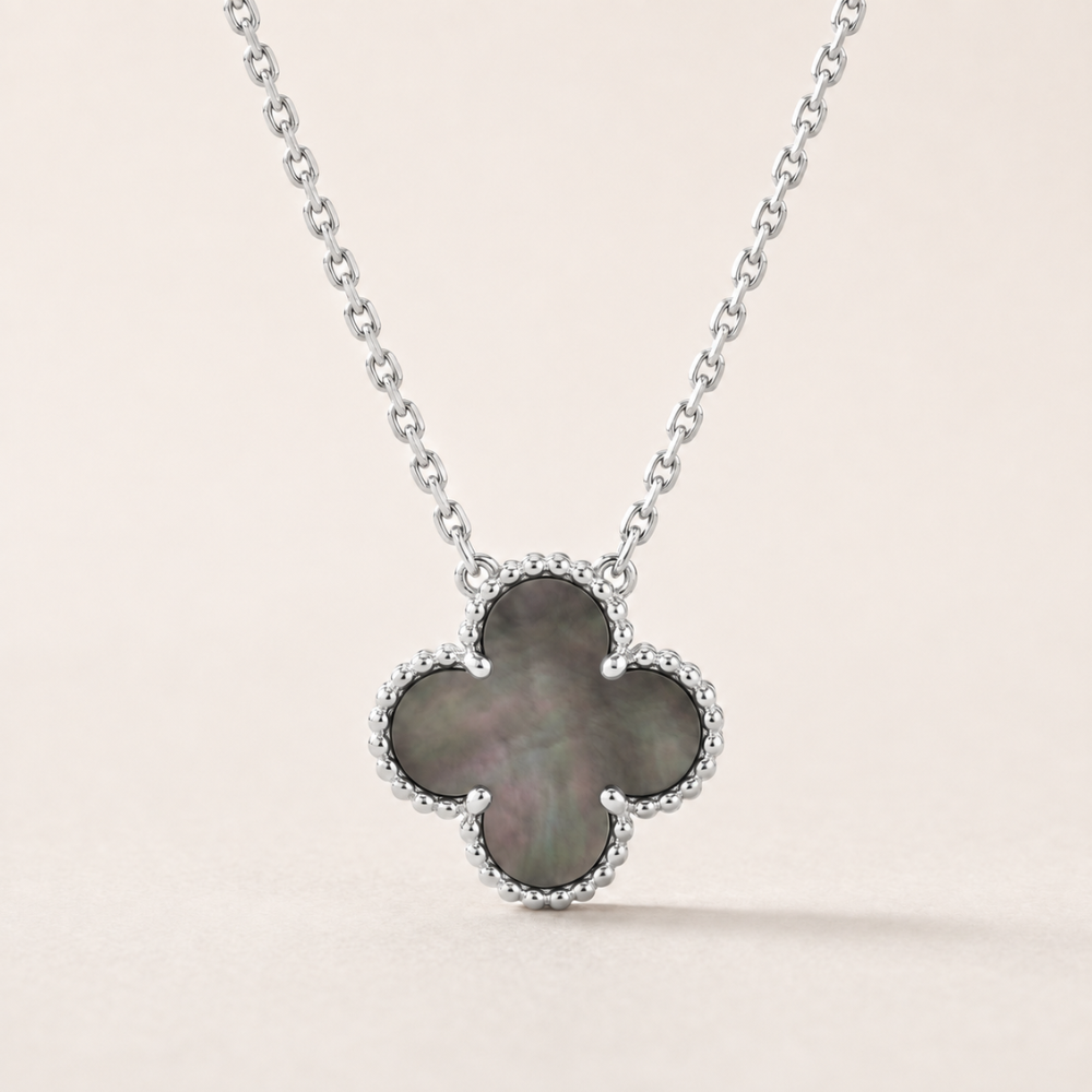 Vintage Alhambra 1 Black Mother Of Pearl Motif Necklace