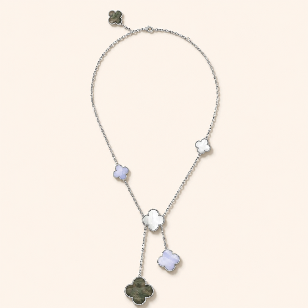 Vintage Alhambra Six-Motif Chalcedony Clover Necklace