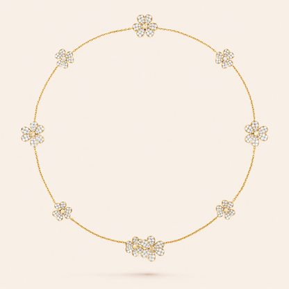 Ten-Motif Pavé Floral Necklace