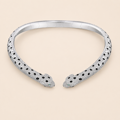 Twin Panther Collar Necklace with Pavé CZ