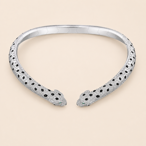 Twin Panther Collar Necklace with Pavé CZ